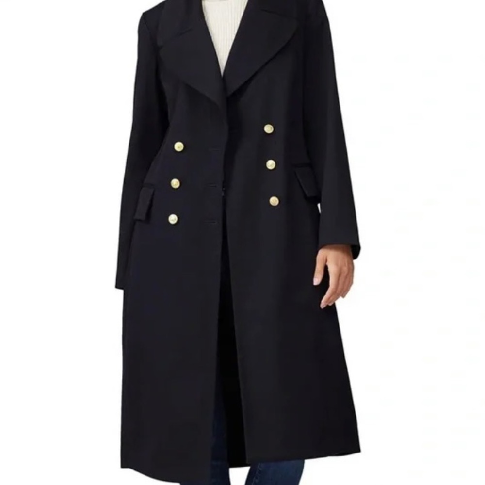 Victor Alfaro Collective Navy Blue Twill
Double Breasted Long Coat - Size Small - Picture 2 of 9